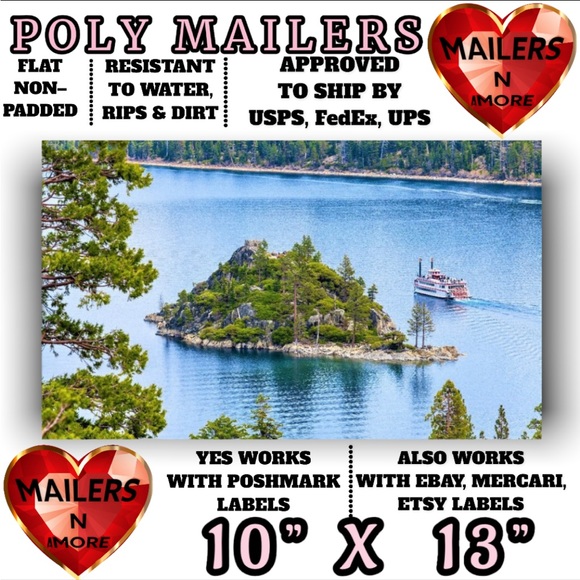 ( Quantity 25 10x13 ) Lake Tahoe Emerald Bay Poly Mailers Bag Shipping Envelopes - Picture 2 of 2